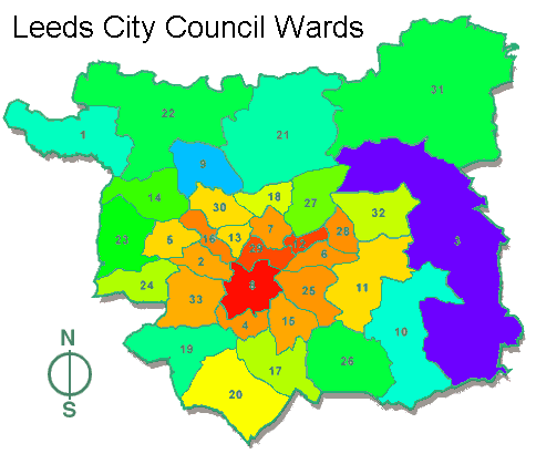 Map showing child road accident frequencies in Leeds